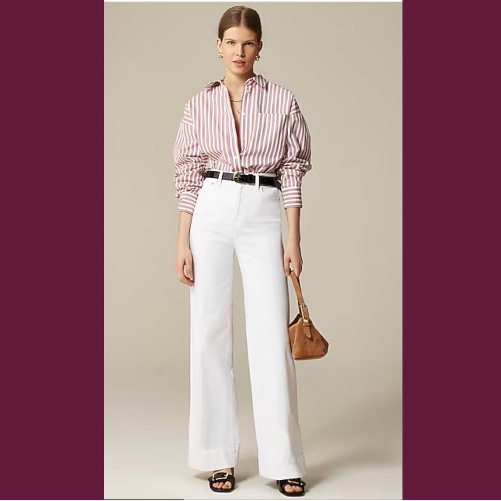 NWT J. Crew White High Rise Denim Trouser Women Jeans 32!